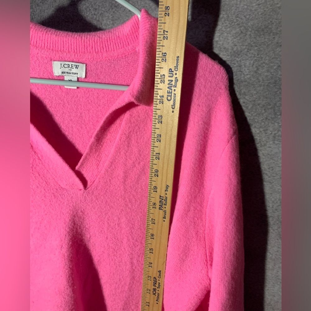 J Crew Sweater Women XL Pink V Neck Preppy Casual Polo Pullover Extra Soft - Picture 4 of 7